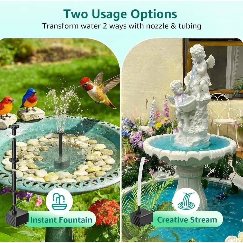 Solar Fountain Pump for Bird Bath, 8W Solar Water Fountain Pump with Dry-Run ...
